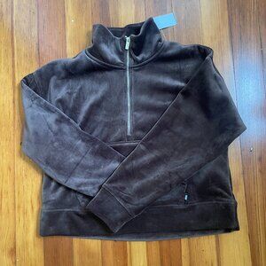 DKNY Sport Brown Suede quarter zip bomber jacket